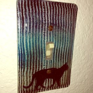 COPY - Black cat glass light switch cover
